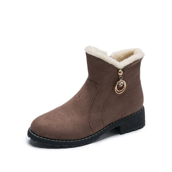

2019 winter low-heeled snow boots female short boots short tube flat cotton shoes women's shoes women's, Black