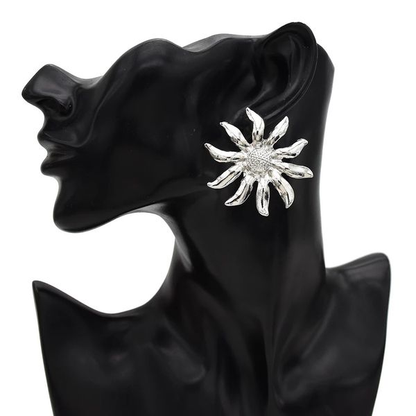 

trendy big sunflower earrings for women gold silver metal earring wedding party charm jewelry
