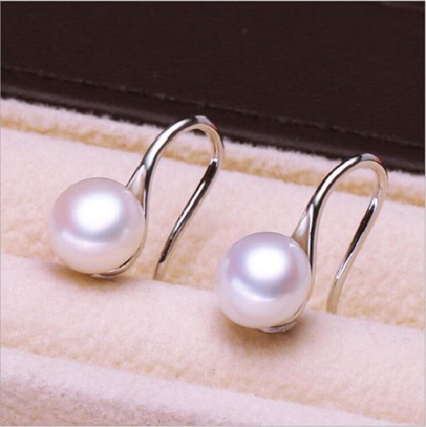 

925 sterling silver natural freshwater pearl high heels stud earrings for women wedding fashion classic korea simple gift, Golden;silver