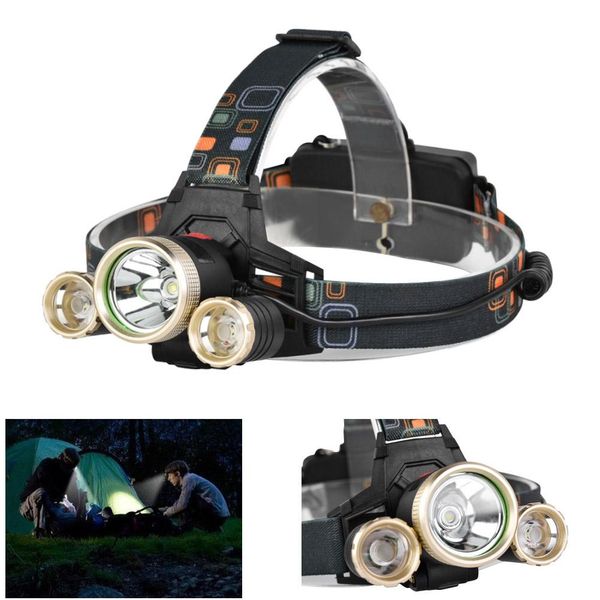 

3 led headlamp 4 modes rechargeable headlight 400lm head lamp spotlight by 18650 for camping hunting