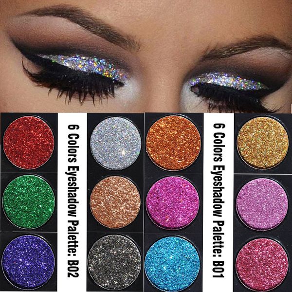 

6 colors eyeshadow palette with brush diamond sequins beauty makeup eye shadow brand in stock