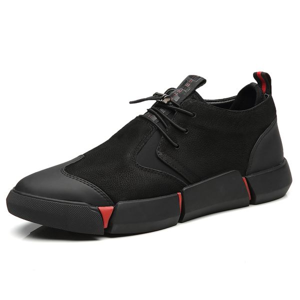 

men's leather casual shoes black lace up sneakers for man fashion breathable flat outdoor men shoes winter autumn