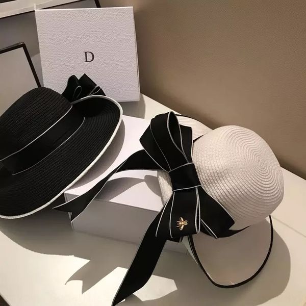 

summer beach beach sunscreen bucket bucket straw fisherman straw bowknot large eaves fisherman hat sunscreen sun hat leisure fashion, Blue;gray