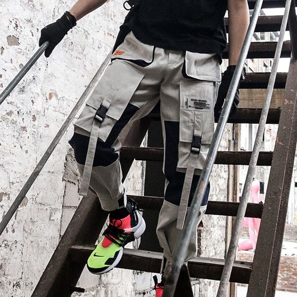 

dropshipping 2019 spring muti pockets cargo mens joggers pants, Black