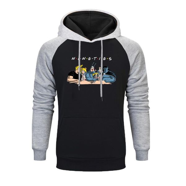 

funny nineties movie print hoodie vintage classic anime hoodies mens autumn hoodie winter fleece pullover harajuku streetwear, Black