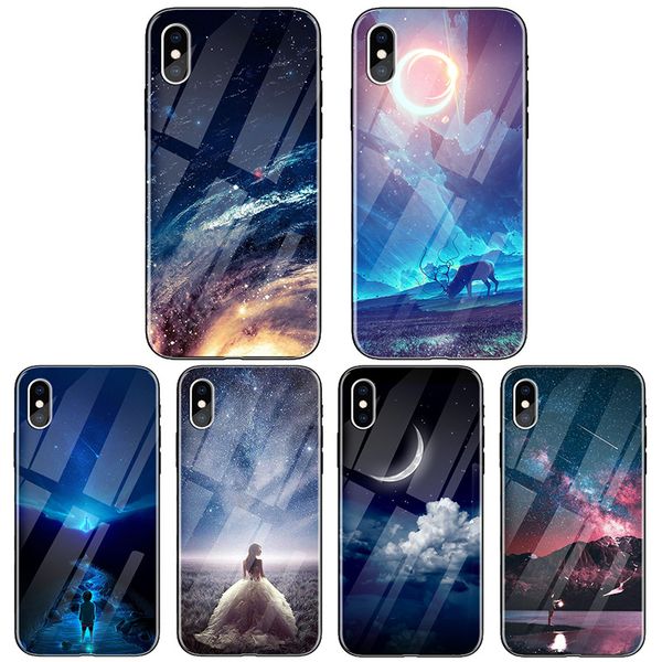 

[tongtrade] tempered glass case for iphone 11 pro x xs max 8 7 6s 5s plus custom starry sky huawei p20 mate 20 lite nova 6 5 4 case cover