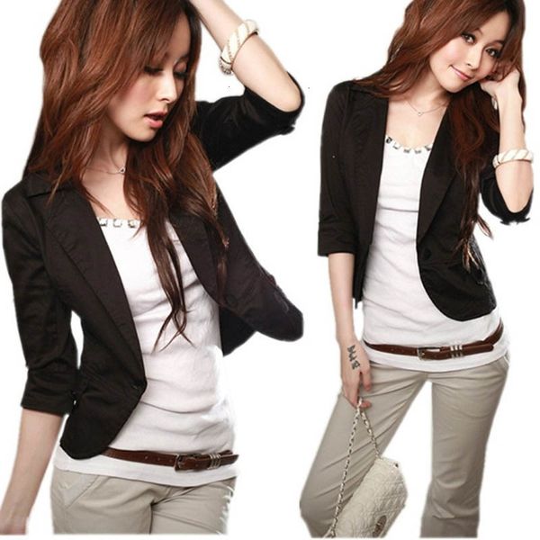 

women designer jackets womens coats solid women s 3xl new autumn women three quarter sleeve slim coat jacket outwear, Black;brown