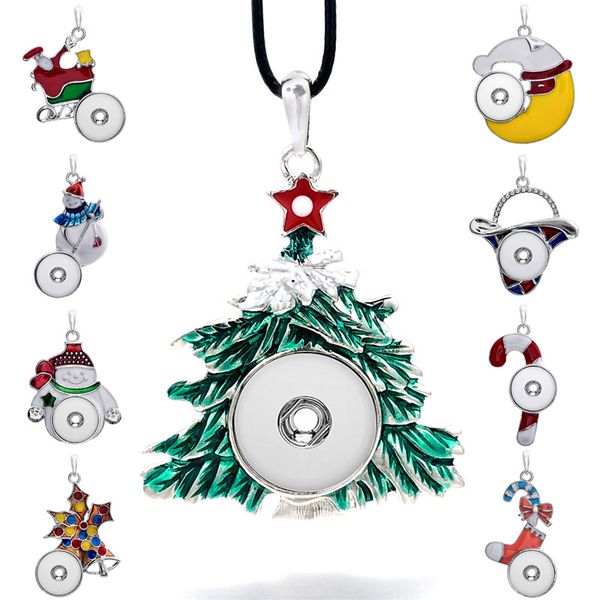 

fashion interchangeable christmas tree ginger necklace 069 fit 18mm snap button pendant necklace charm jewelry for women gift, Silver