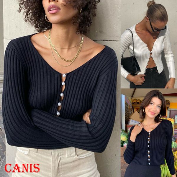 

au women's pearl button casual autumn tank blouse t-shirt crop cami, White;red