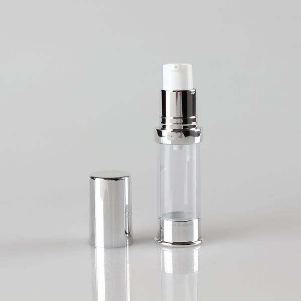 

transparent body silver bottm 5ml plastic vials airless bottle pump, cosmetic cream airless bottle pump 100pcs