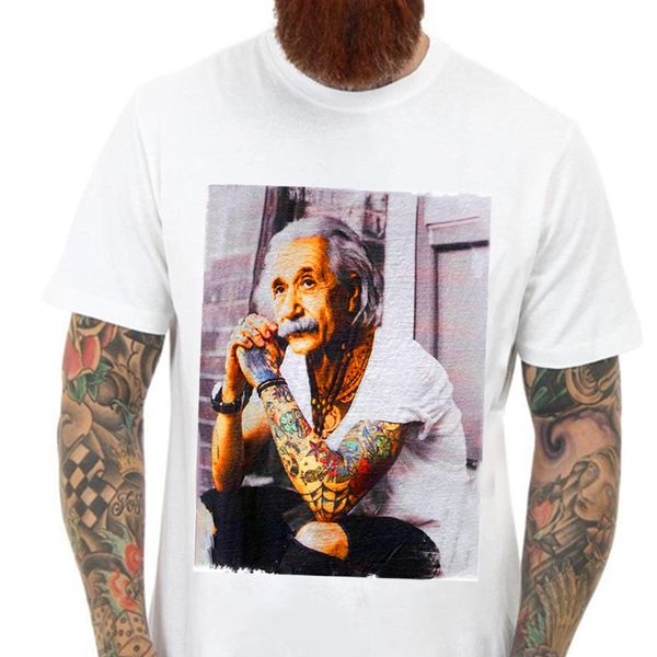 

мода против морщин мода с коротким рукавом модальный принт футболка татуировки эйнштейн творческий короткий рукав большой размер повседневна, White;black