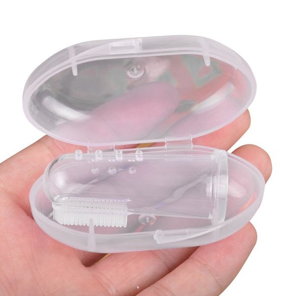 

baby infant soft silicone finger toothbrush teether cleaning gum massager brush