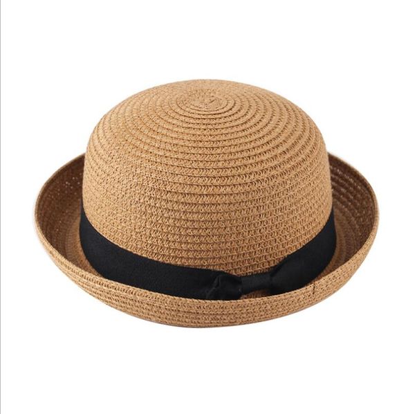 

summer parent-child beach hat female casual panama hat lady brand women flat brim bowknot straw cap girls sun hat 48-52-58cm