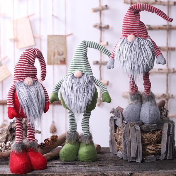 

30cm christmas stripe faceless doll standing dolls nordic santa claus ornament decoration for home birthday party gift kids toy