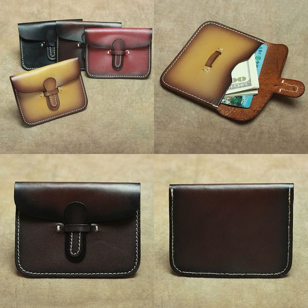 

women men new genuine leather coin purses vintage mini cowhide card holder mini wallet money banknote pocket pouches gifts, Brown;gray