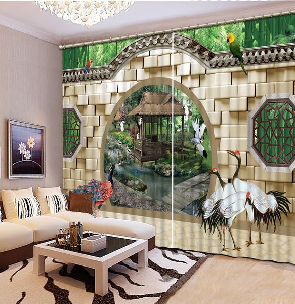 

villa garden with birds curtains decoration european 3d curtains for living room blackout roaantic wedding room bedroom window curtain
