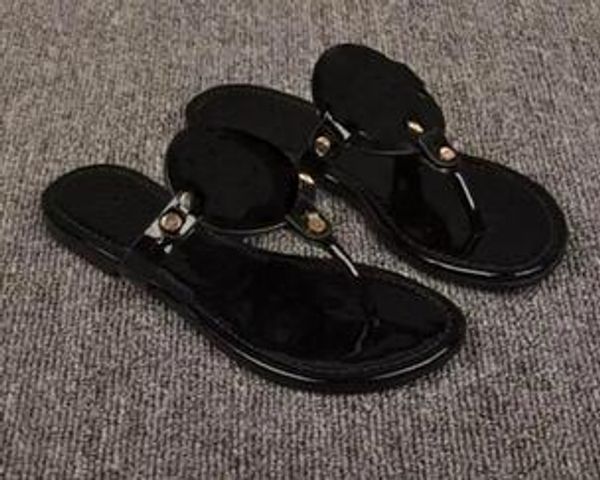 

european clip toe flat female sandals all leather flip-flops beach shoes big yards spot 35 and 42 have a box, Black