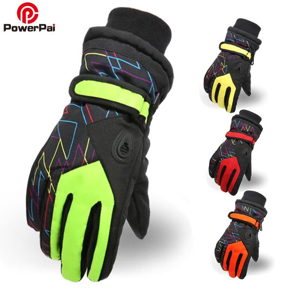 

powerpai winter warm snowboard ski gloves kids snow mountain skiing snowmobile gloves boys girls waterproof guantes children