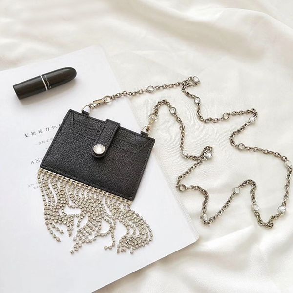 

purse luxury mini genuine leather bag tassel diamond crossbody bag lipstick pouch handbag evening party