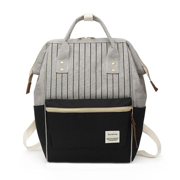 

patchwork color women's waterproof backpack striped canvas bags large capacity multi-function travel backpacks for ladies 2019