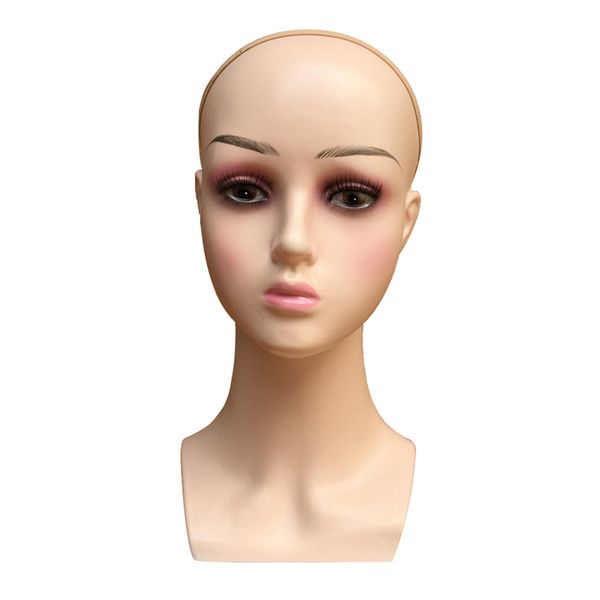 

22\" female plastic mannequin head with net cap for wigs, hats, jewelry displaying, White