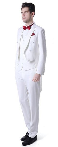 

notch lapel design men suit slim fit groom tuxedos men's wedding suit prom party men suits 3 pcs(jacket+pants+vest, White;black