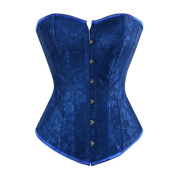 Corsetto imbottito overbust jacquard di plastica blu da donna Lingerie Top Fashion Body Shaper Lace Up Corsetto S-XXL Spedizione gratuita Drop Ship