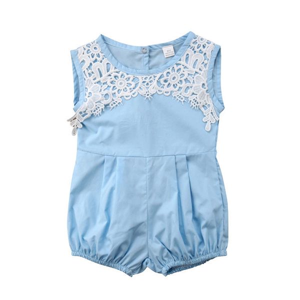 

2019 newborn infant kid baby girl floral romper sleevelss babygrow cotton o-neck jumpsuit sunsuit clothes outfit wholesale hot, Blue