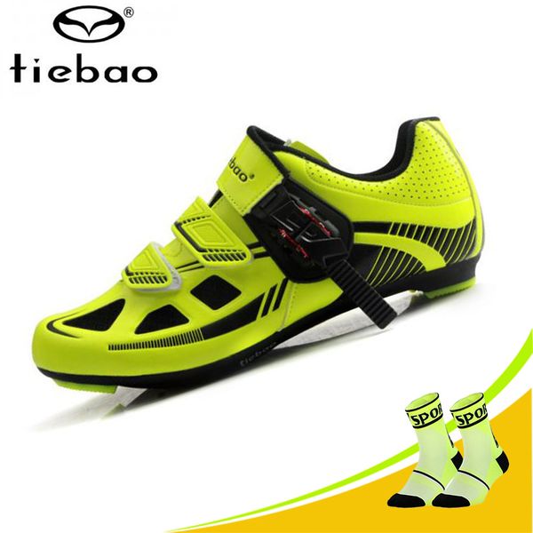 

tiebao pro cycling shoes self-locking road bike shoes green riding bicycle sapatilha ciclismo breathable cycling sneakers, Black