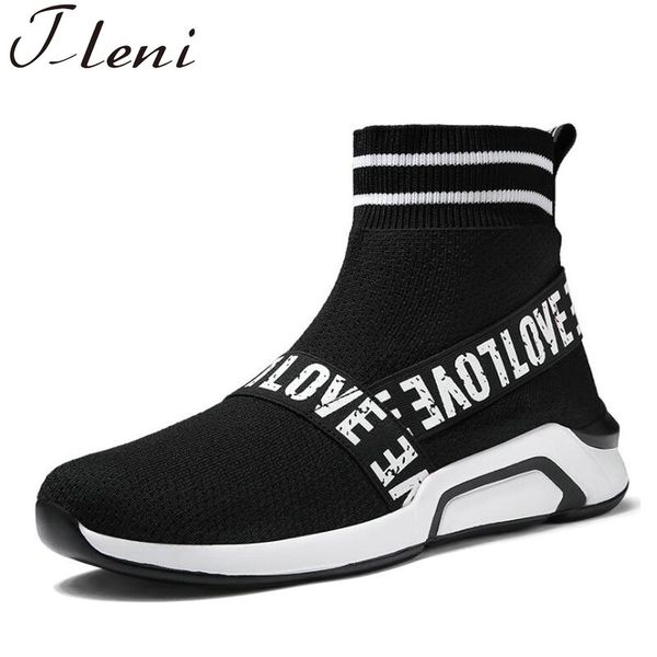

tleni 2018 socks sneakers elastic fabric breathable weave running shoes high mesh shoes zx-297
