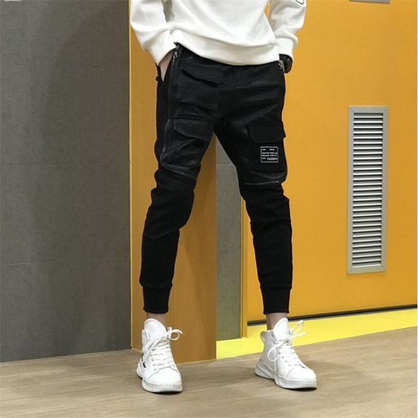 

new brand design fitness men's overalls jogging pants fashion hip hop party pants, Black
