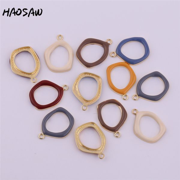 

haosaw 19*27mm 6pcs/lot irregular painted loop accessories parts/charm jewelry findings/earrings accessories/handmade jewelry, Blue;slivery