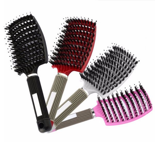 Women Hair Scalp Massage Comb Bristle Nylon Hairbrush Wet Curly