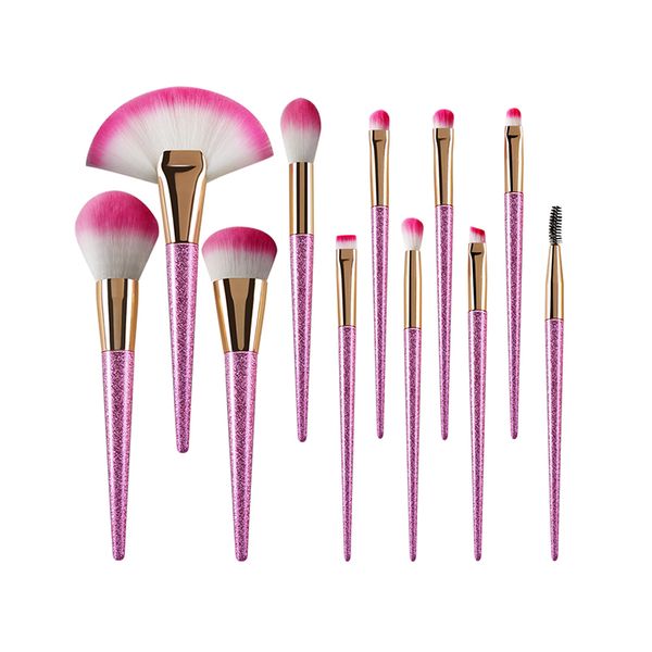 

makeup brushes -11pcs brush set of professional eye concealer powder foundation contour cosmetic brushes with extra fan-shaped pink brush