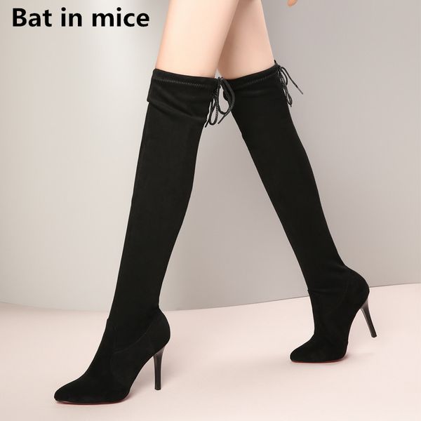 

women casual over-the-knee boots shoes women round toe platform high heels party wedding thigh high boots woman botas mujer t710, Black