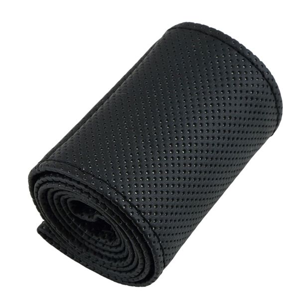 

diy car truck leather steering wheel cover with needles and thread black