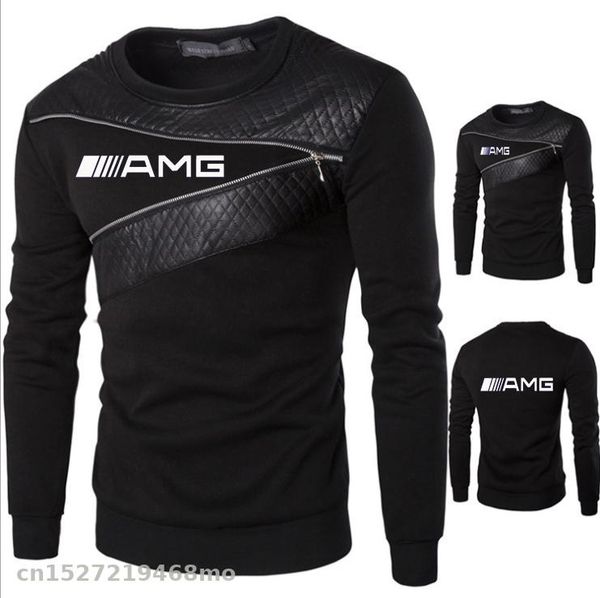 

motorcycle cycling fashion round neck for amg sweater men with zipper decoration coat motorsport car mens clothes e