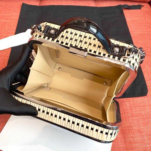 

fashion designer women handbags ladies evening bags rattan weave box handbag chain crossbody bag two-tone shoulder bags