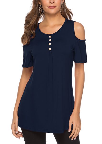 

women t-shirt off-shoulder plain color casual cotton short-sleeved, White