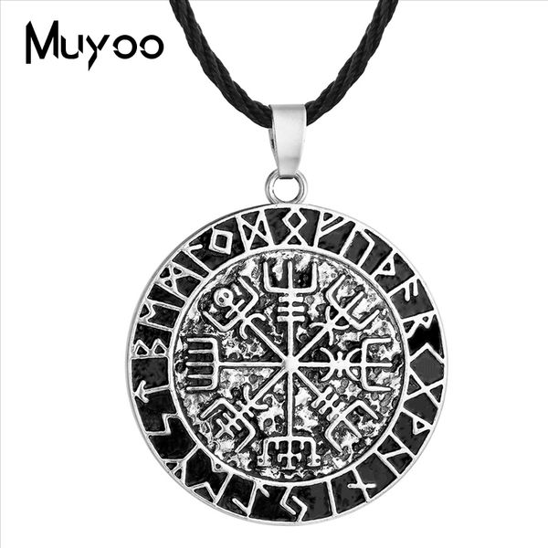 

vintage ancient silver rune amulet signs necklace retro punk pirate compass pendant man slavic necklace for men gift