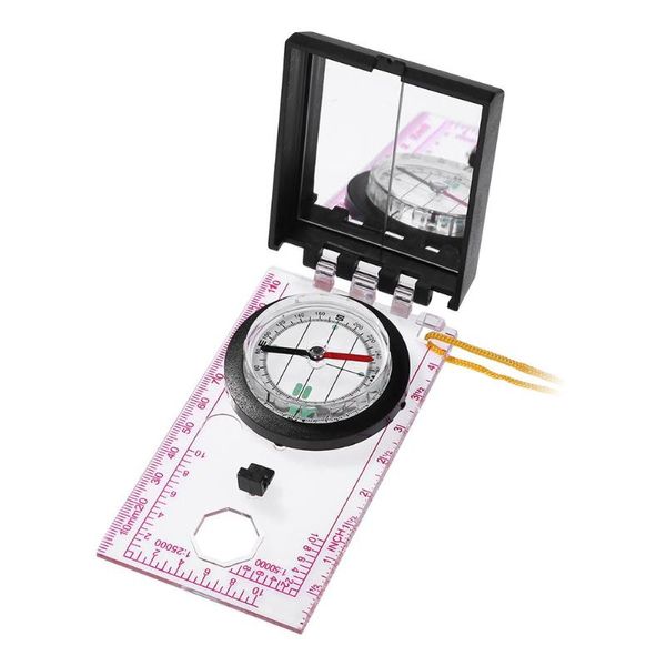 

portable mapping ruler mirror compass outdoor survival camping hiking compass pointer tools with rope for emergency