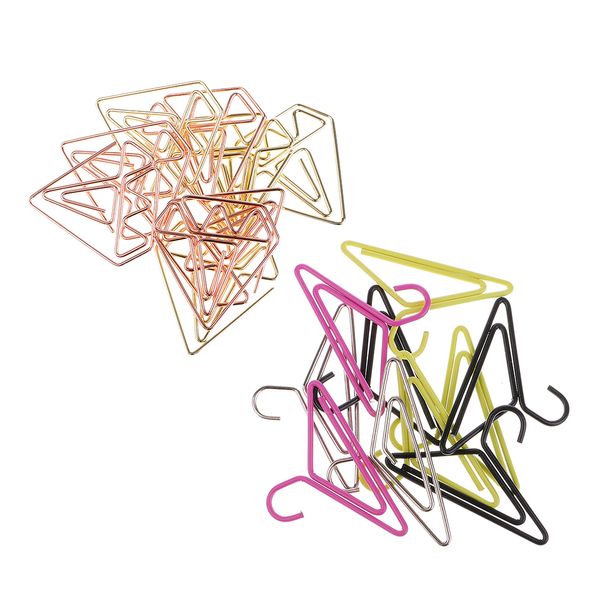

40pcs colorful clothes hanger paper clips diamond clips bookmarks stationery