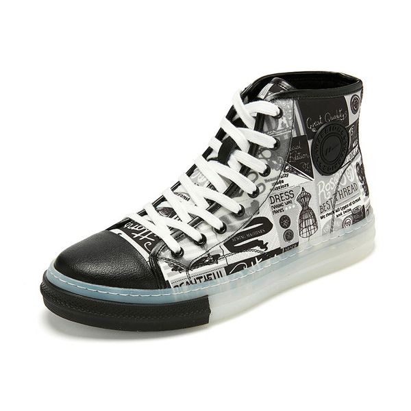 

warrior flagship store official authentic men's casual shoes high-canvas shoes sneakers printing new l9003, Black