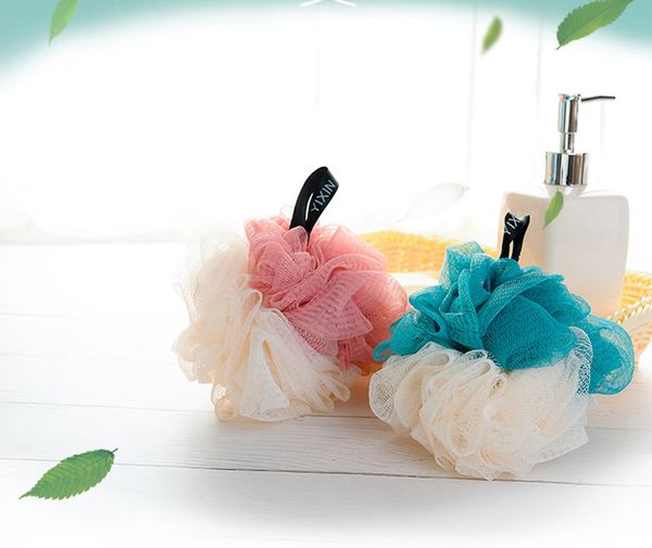 

50g bath shower sponge pouf loofahs nylon mesh brush shower ball mesh bath for bathroom accessories 2 colors