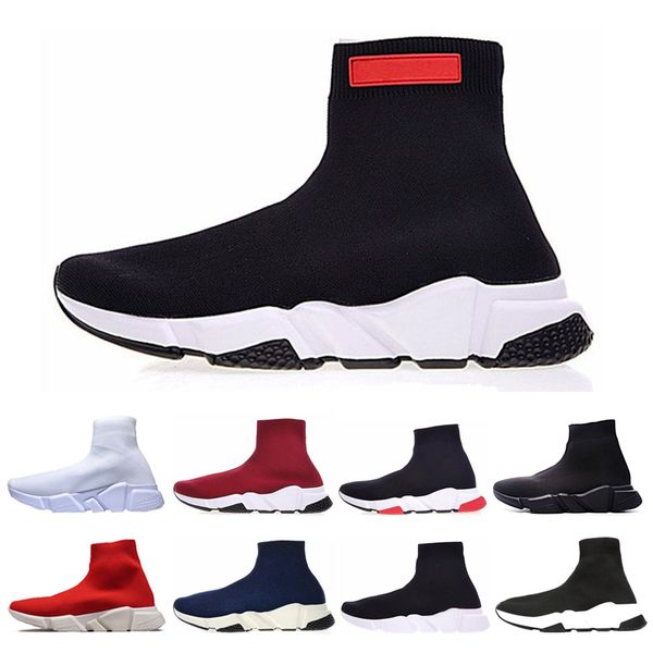 

2019 New Designer Sneakers Speed Trainer Black Red Triple Black White Fashion Flat Sock Boots Casual Shoes Speed Trainer Runner 36-45