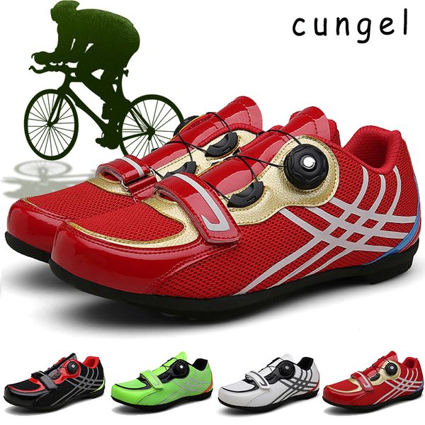 

men breathable pro self-locking cycling shoes road bike bicycle shoes ultralight athletic racing sneakers mountain bike, Black
