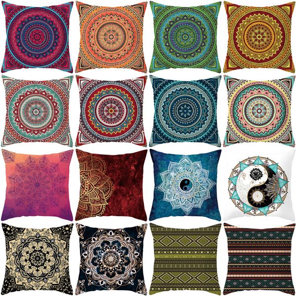 

boho style print pillow cover mandala pattern pillow case soft peach skin sofa cushion cover bohemian pillow cover 40 designs vt0844