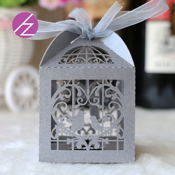 

100 pcs /lot exquisite favor holders with ribbon candy boxes wedding invitations personal custom chocolate boxes snack box