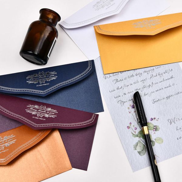 

100pcs european style envelopes gold stamping envelopes iridescent paper elegant invitation letter set