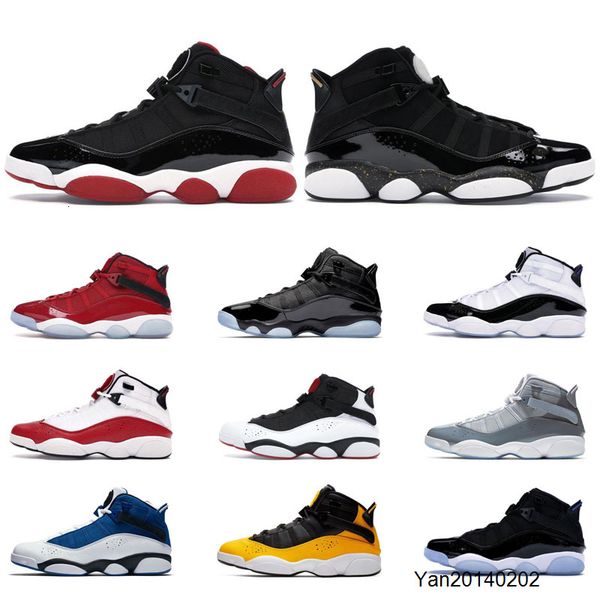 

2020 basketball shoes 6 rings for men bred black mentallic gold white university red concord athletic sports sneakers size 7-11